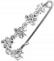 Elegancka Broszka przypinka cyrkonie agrafka pin F65_Srebrny