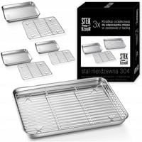 Zestaw 3x Kratka Ociekowa z Tacką do Odpoczynku Mięsa Pieczenia Chłodzenia