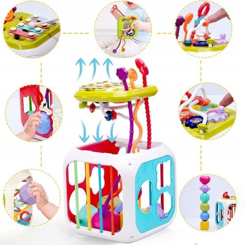 INTERAKTYWNA KOSTKA EDUKACYJNA DLA NIEMOWLĄT SORTER KLOCKI CYMBAŁKI 7w1 PL na Arena.pl