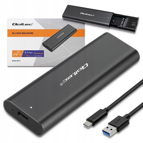 Qoltec Obudowa kieszeń do dysków M.2 SATA SSD NGFF USB typ C na Arena.pl
