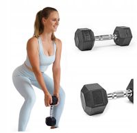 HANTEL SZTANGIELKA CIĘŻAREK HEX STAŁY CIĘŻAR OGUMOWANY POWLEKANY 5KG