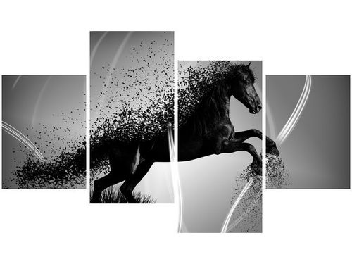 140CM 70 OBRAZ CZARNO BIAŁY KOŃ GMENTARYZACJA JAKUB BANAŚ ŚCIENNY na Arena.pl