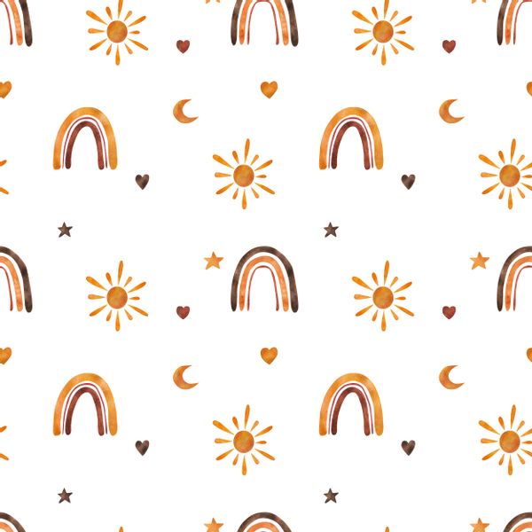 Tapeta Ścienna Do Pokoju Dziecka TĘCZE Gwiazdy Słońce Akwarela Styl Boho zdjęcie 8