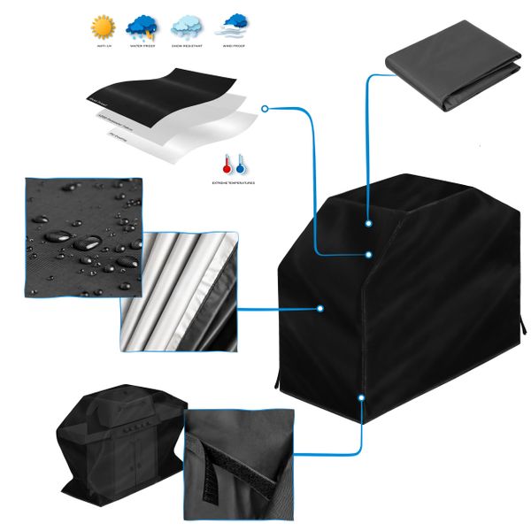 POKROWIEC NA GRILLA DUŻY CZARNY 145x61x117 cm zdjęcie 6