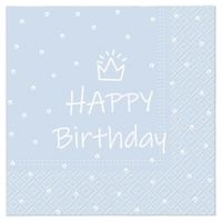 serwetki 3-warstwowe "birthday blue", 1/4, 33 x 33 cm 20 szt.