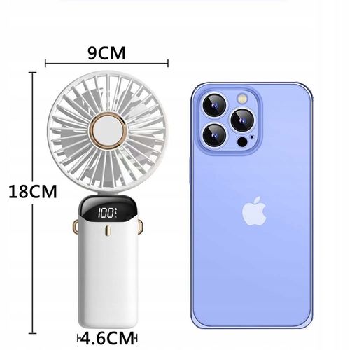 WENTYLATOR RĘCZNY PRZENOŚNY MINI WENTYLATOR Z AKUMULATOR 3000 MAH W PODRÓŻY na Arena.pl