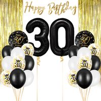 Zestaw balonowy na 30 urodziny czarno złoty