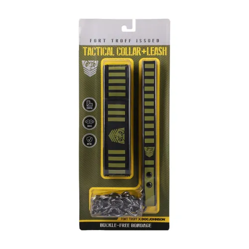 doc johnson tactical collar & leash black/green - regulowany na Arena.pl