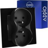 Kontakt CZARNE GNIAZDKO ELEKTRYCZNE z bolcem PODWÓJNE twin FI60