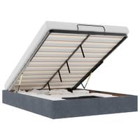 Rama łóżka otomana bez materacem, szara, 140x200 cm, aksamit