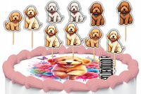 TOPPERY NA TORT OZDOBNE DEKORACJA ZESTAW - PIES RASA Goldendoodle 10szt.
