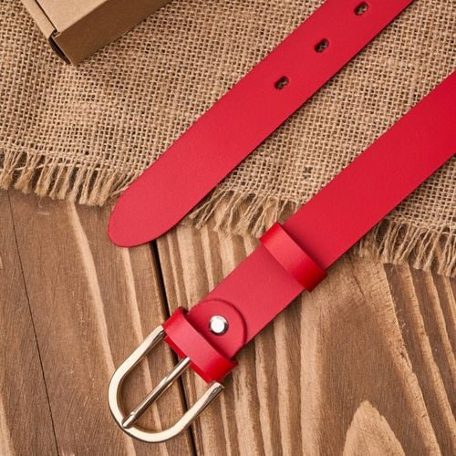 pasek damski skórzany czerwony 110 cm ze złotą klamrą paolo peruzzi na Arena.pl