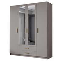 Szafa ADA II 160 cm - pojemna garderoba z lustrem - KASZMIR+ZŁOTY