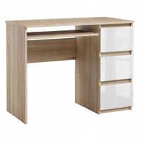 Biurko Szkolne Komputerowe 3 Szuflady Sonoma Białe Połysk