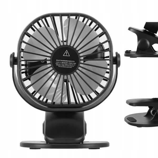 MINI WENTYLATOR NA KLIPS STOŁOWY CICHY USB REGULACJA 360° Z AKUMULATOREM zdjęcie 2