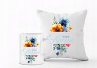 Zestaw PODUSZKA i KUBEK z nadrukiem PREZENT na DZIEŃ MAMY z imieniem