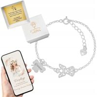 SREBRNA BRANSOLETKA DZIĘCIĘCA ANIOŁEK na KOMUNIĘ dla Dziewczynki + GRAWER