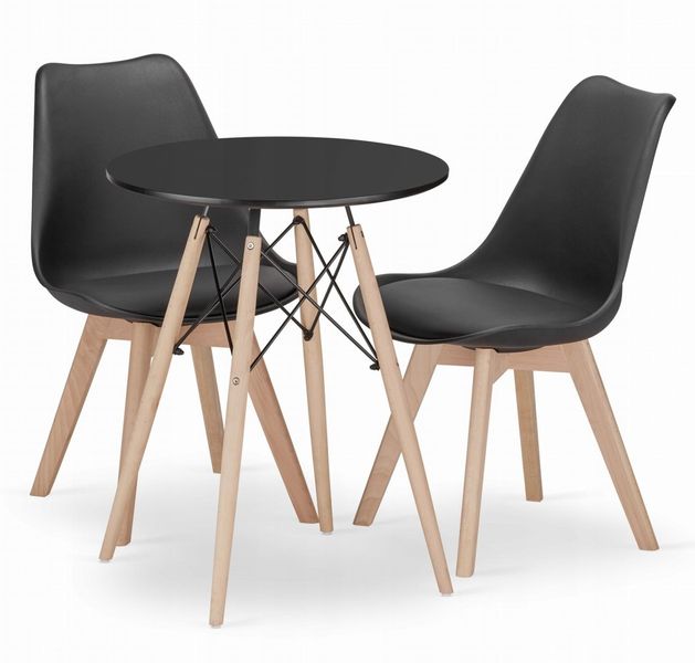 Zestaw stół okrągły TODI 60 czarny + 2 krzesła MARK czarne zdjęcie 1