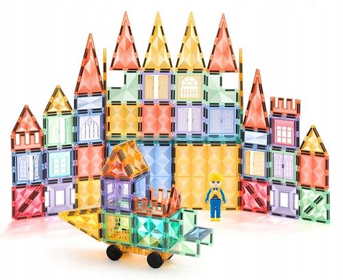 Klocki magnetyczne dla dzieci duże edukacyjne zestaw konstrukcyjny 100 el na Arena.pl