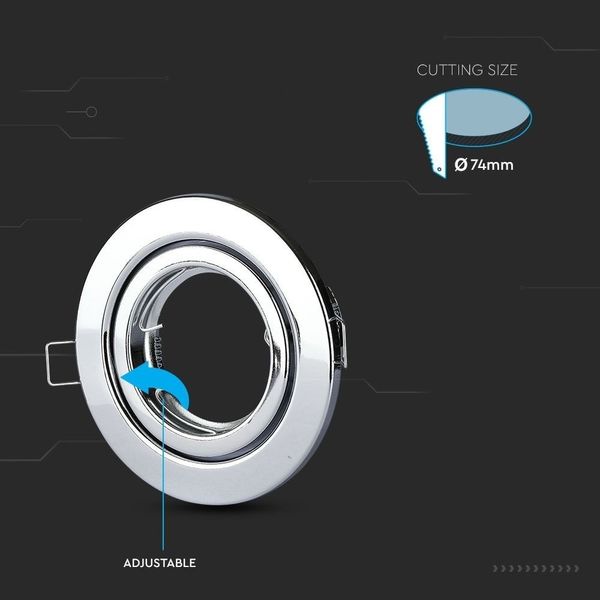 Oprawa Sufitowa Oczko Okrągłe Ruchome Chrom Gu10/Mr16 Fi 50Mm V-Tac zdjęcie 5