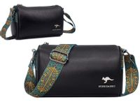 Elegancka czarna skórzana torebka na ramię damska listonoszka