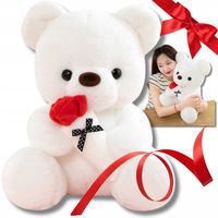 MASKOTKA PLUSZOWA MIŚ NA PREZENT DUŻY WYJĄTKOWY PLUSZAK Z RÓŻĄ KOLORY