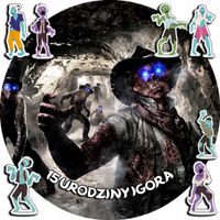 OPŁATEK NA TORT 20CM - ZOMBIE ZOMBI GRY + IMIĘ + ! 15CM 18CM