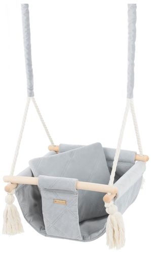Welurowa huśtawka dla dziecka z poduszką (srebrny) na Arena.pl