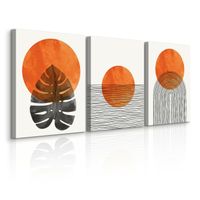 OBRAZY DO SYPIALNI SET ABSTRAKCJA MARTWA NATURA LIŚĆ MONSTERY 90cm x 40cm