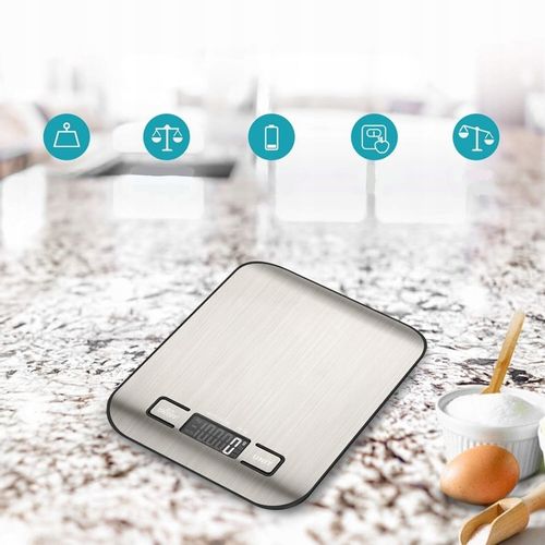 WAGA KUCHENNA ELEKTRONICZNA LCD DO 10KG OD 1G SREBRNA DOMOWA DOKŁADNA na Arena.pl