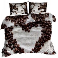 Pościel 3D bawełna satyna 200x220cm SERCE Z KAWY