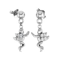 SREBRNE KOLCZYKI WRÓŻKI NA SZTYFT Z CYRKONIAMI SREBRO PRÓBY 925