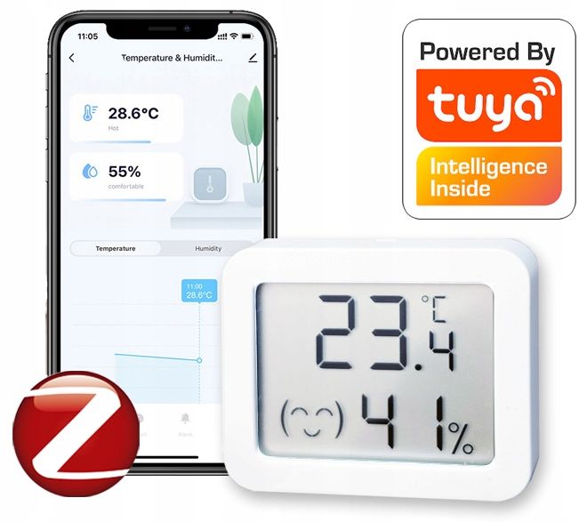 Najmniejszy Czujnik Sensor Temperatury Wilgotności LCD Zigbee Tuya #Export zdjęcie 1