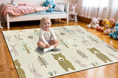 MATA PIANKOWA EDUKACYJNA SKŁADANA DLA DZIECI DUŻA MISIE BALONY 180x200 na Arena.pl