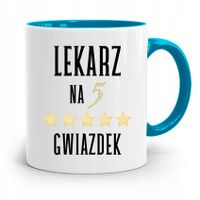 Kubek Błękitny Dla Doktora Lekarz Na Pięć Gwiazdek Z Nadrukiem Ze Zdjęciem