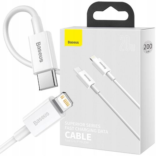 BASEUS KABEL do IPHONE 14 13 12 PRO X XS USB-C - LIGHTNING MOCNY PD 20W 2m na Arena.pl