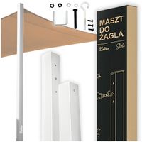 Maszt ogrodowy do żagla przeciwsłonecznego biały słup metalowy kotwa zestaw