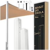 Maszt ogrodowy do żagla przeciwsłonecznego biały słup metalowy kotwa zestaw