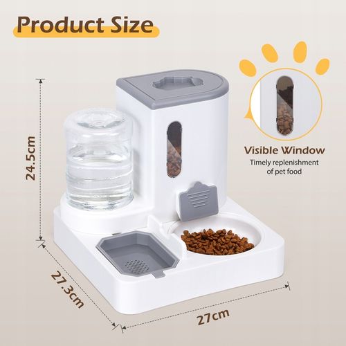 AUTOMATYCZNY PODAJNIK WODY I KARMY MISKA DLA KOTA I PSA DOZOWNIK 2W1 SZARY na Arena.pl