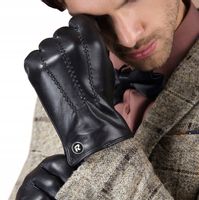 DOTYKOWE RĘKAWICZKI SKÓRZANE MĘSKIE SKÓRA CIELĘCA OCIEPLANE MIŚ roz. L