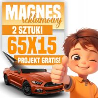 Profesjonalny Magnes 65x15 cm na Samochód - Twoja Reklama LOGO - 2 sztuki