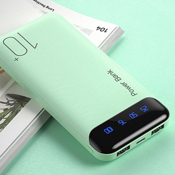 POWERBANK 10000mAh 2,4A 2×USB/USB-C SZYBKI WYDAJNY POWER BANK LED ZIELONY zdjęcie 2