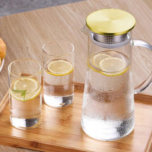 DZBANEK SZKLANY NA WODĘ LEMONIADĘ 1,8L KARAFKA Z POKRYWKĄ SITKO FILTRUJĄCE na Arena.pl