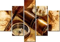 70 100CM OBRAZ 5 ELEM STARA MAPA DRUK PŁÓTNO