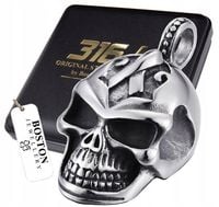 SREBRNA TRUPIA CZASZKA NA ŁAŃCUSZEK STAL CHIRURGICZNA 316L BOSTON JEWELLERY