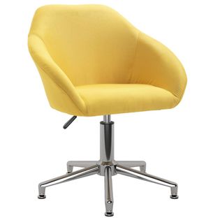 Obrotowe Krzesło Biurowe, Żółte, Tapicerowane Tkaniną