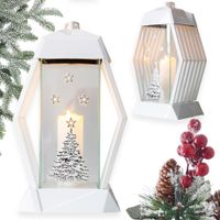 Znicz świąteczny kapliczka lampion Boże Narodzenie biały 35 cm