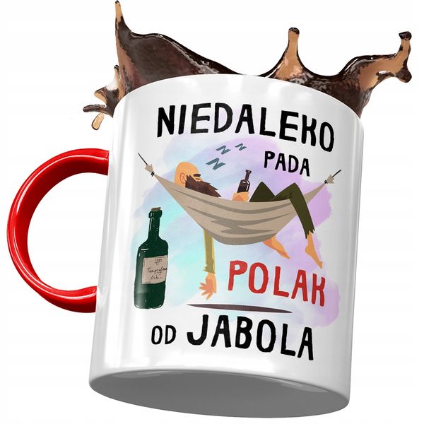 Kubek Czerwony Śmieszny Niedaleko Pada Polak Z Nadrukiem Ze Zdjęciem zdjęcie 1