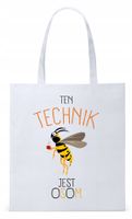 Torba Biała Eco Shopper Dla Technika Prezent Z Nadrukiem Ze Zdjęciem
