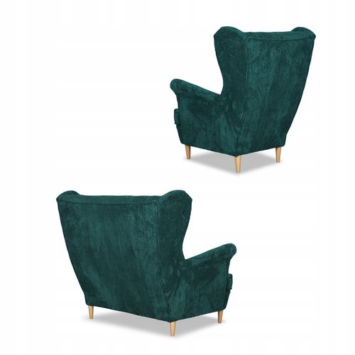 Zestaw wypoczynkowy uszak Bonito sofa fotele Family Meble zielony sztruks na Arena.pl